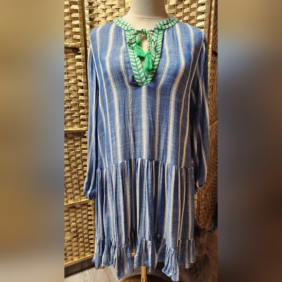 Shoshanna Small Classic Striped Umbrella Mini Dress Swim Cover up Boho Dress - Picture 2 of 8